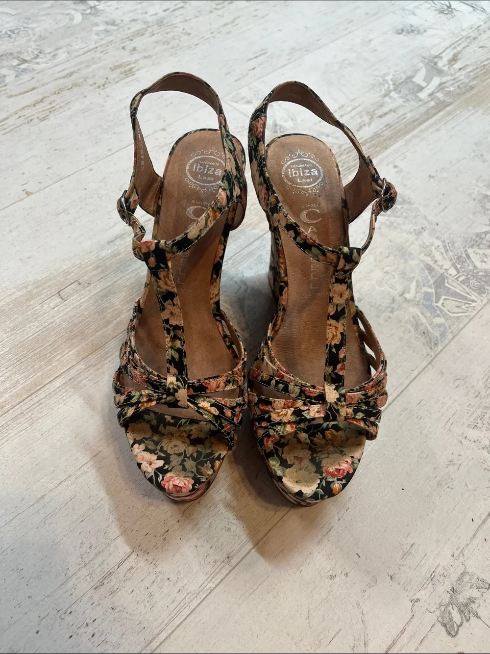 Jeffery Campbell Swan Song Floral Pront Wedges Size 40 US 9.5